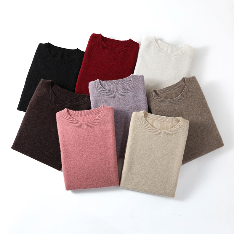 一线成衣圆领羊毛衫女秋冬新款纯色套头长袖宽松百搭针织毛衣打底详情46