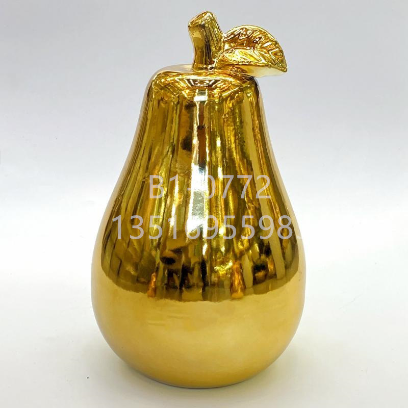 Jinbao Vase Factory wholesals modern and simple gilded decorative items, fruits, pears, round apples, ornaments and decorations Specification image
