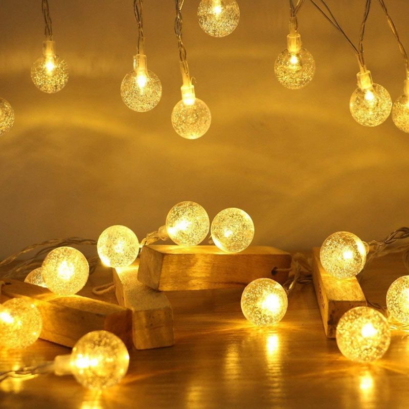 LED manufacturer directly supplies bubble, spherical light strings, crystal ball lights, room, outdoor, courtyard decoration, festival colored lights and flashing lights details Picture