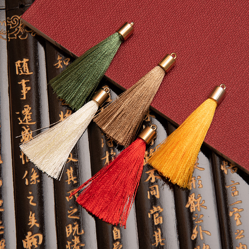 6CM小号仿金属砝码帽流苏穗子儿童发饰配件流苏吊坠书签穗子批发