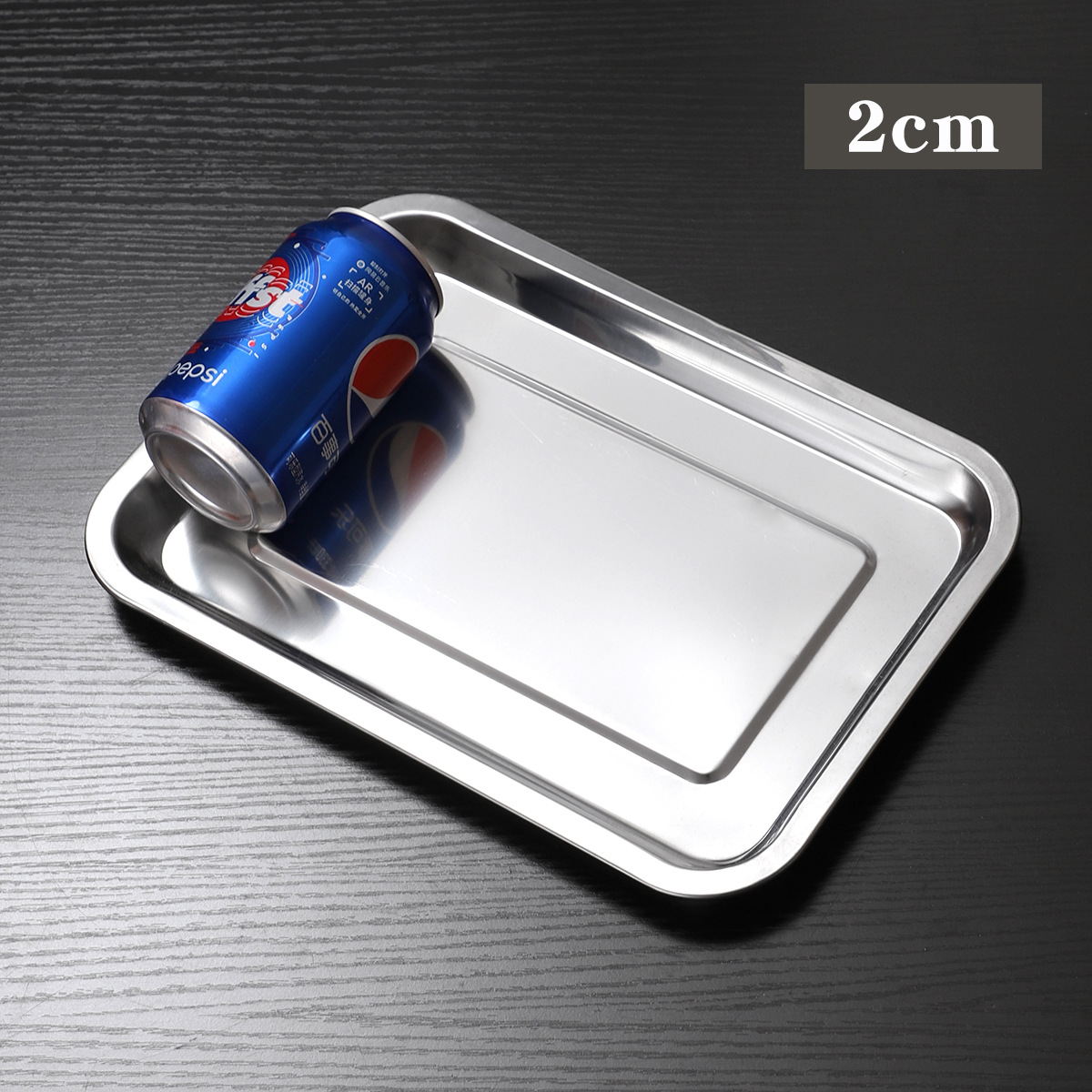 304 Stainless Steel Square Plate Thickened Rectangular Tray Punched Tea Tray Steamed Meal Tray Canteen Commercial Buffet Barbecue Plate details Picture