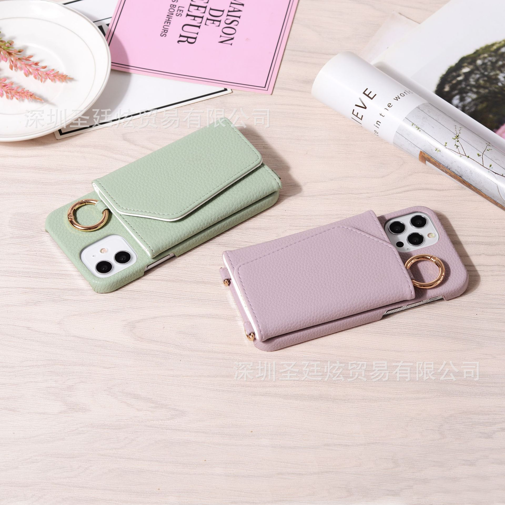 This is a popular Japanese iPhone14 phone case, coin purse, two-in-one split card case and phone case Specification image