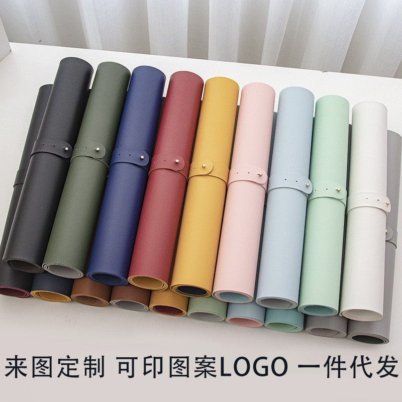 跨境现货皮革鼠标垫超大耐脏办公室电脑桌垫车缝线双色写字垫批发