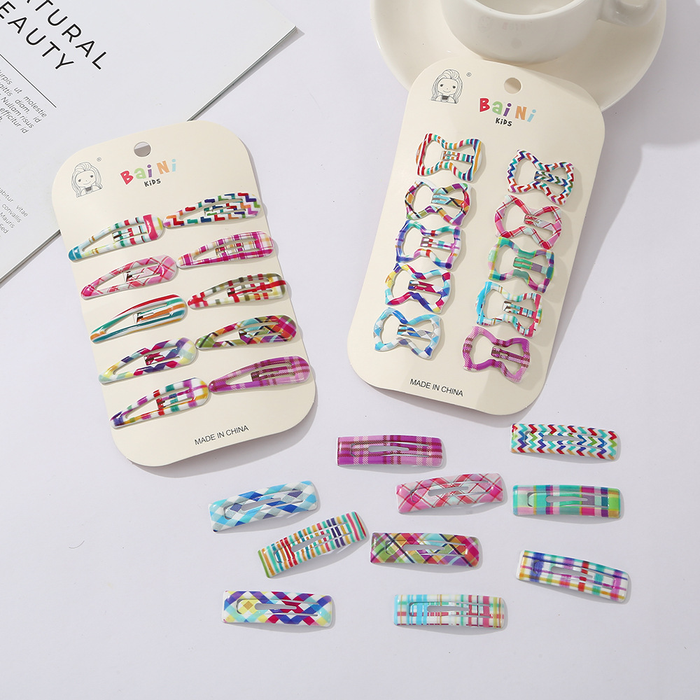 Children's Hair Clip Color Plaid Shaped Bb Clip Girls Hair Accessories Cute Baby Bangs Clip Little Girls Broken Hair Clip details Picture