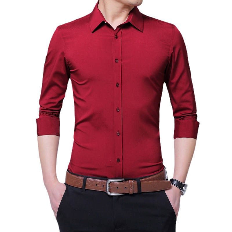 2022 New Men's summer shirts, slim-fit, no-iron, professional business formal wear, trendy base layer shirts for men Item Picture