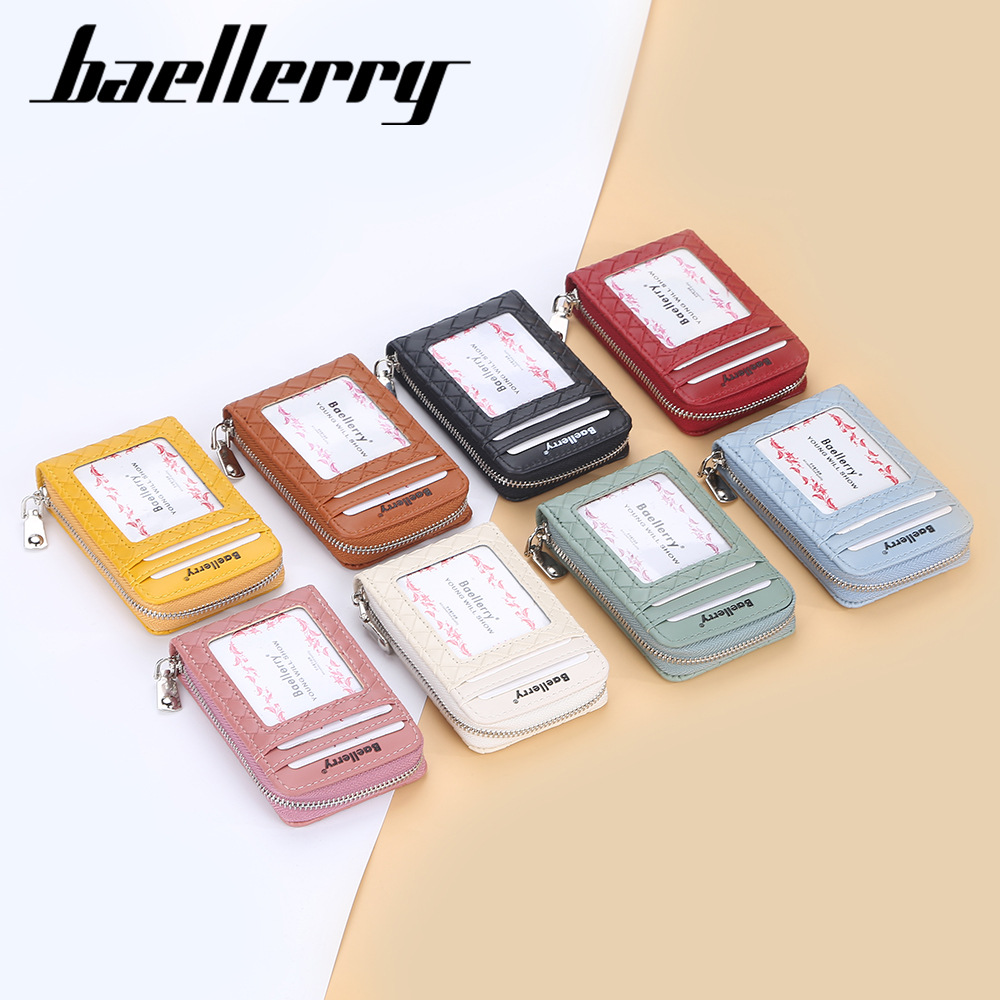 Baellerry新款中性卡包简约编织纹风琴卡夹薄款拉链零钱包卡套女详情图4