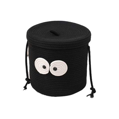 Cartoon Big Eyes Small Black Carbon Debris Storage Basket Creative Home Desktop Storage Basket Briquettes Cotton Woven Storage Basket Item Picture