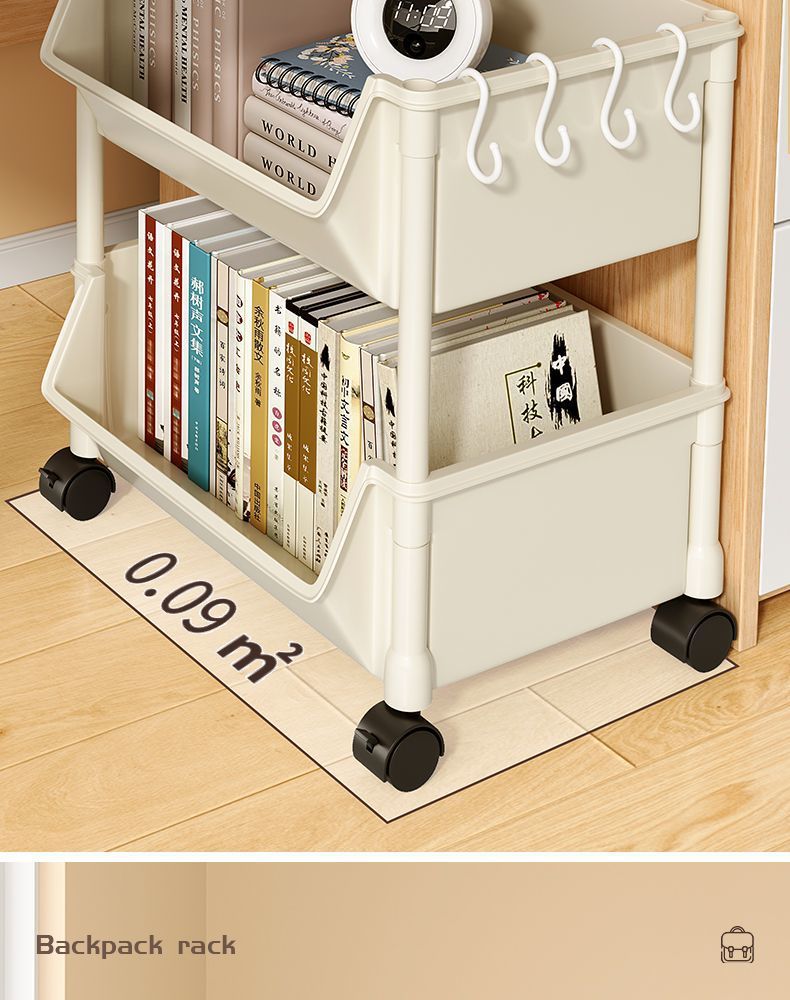 书架置物架家用多层书桌旁收纳书柜客厅零食杂物小推车多功能旋转详情20