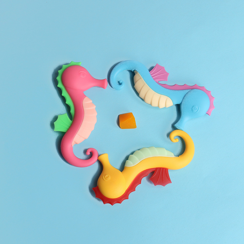 婴儿海马牙胶食品级磨牙胶软硅胶双色立体牙胶出牙玩具咬胶磨牙器详情图4