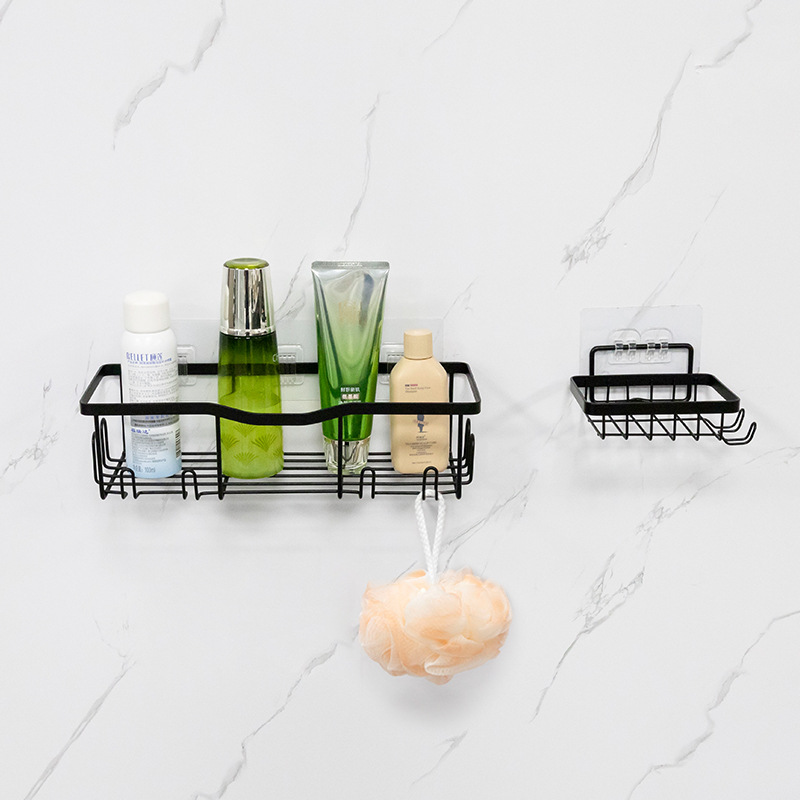 Amazon's new bathroom shelf Bathroom storage shelf Perforation-free wall hanging toiletries shelf Application Scenario