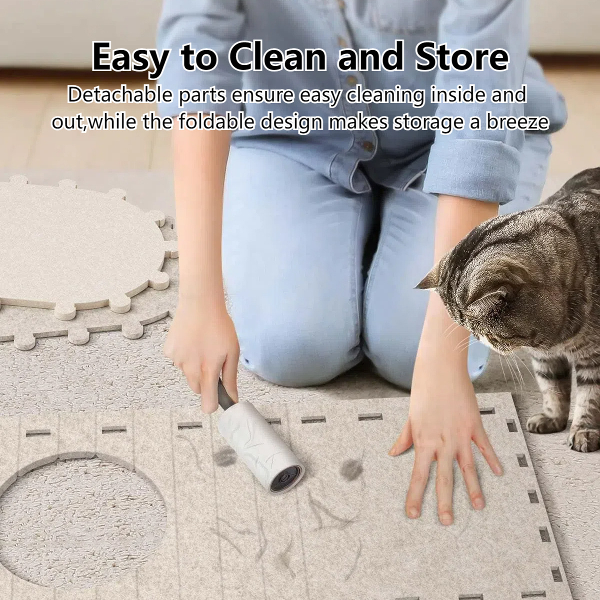 Felt cat bed Amazon cross-border double-layer large space foldable storage easy to maintain cat bed villa cat house details Picture