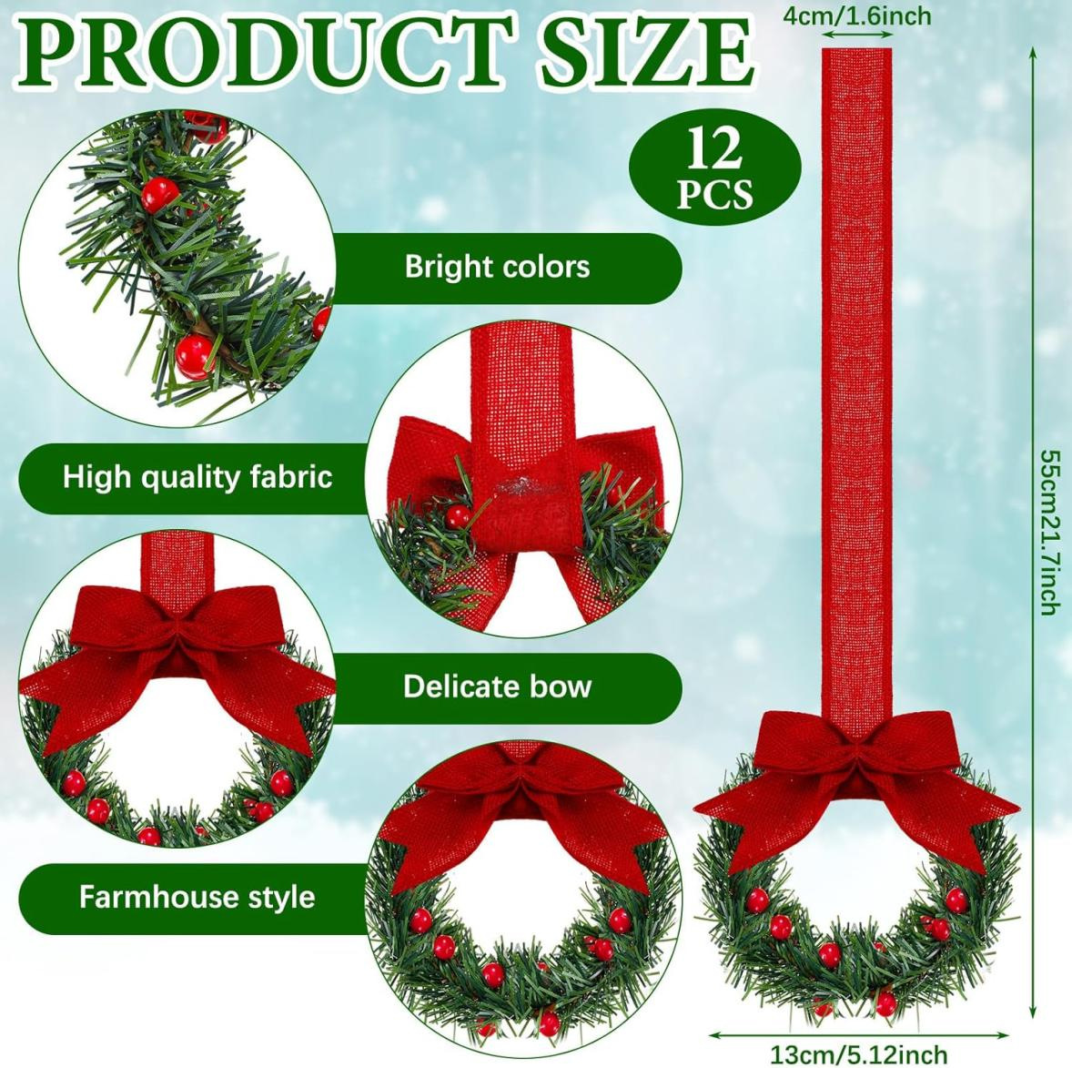 Cross-border new products: small flower rings, Christmas cabinet wreaths, ribbon mini Christmas wreaths, berry bow pendants