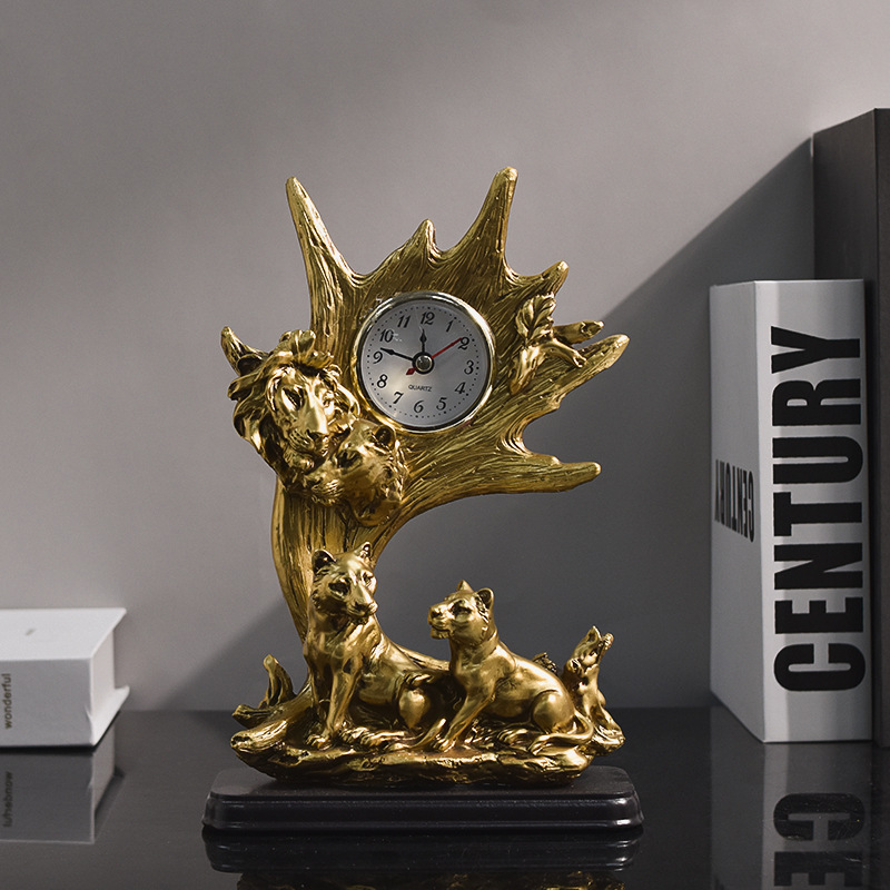 American Retro Animal Clock Table Table Table Decoration Home Living Room Study Bedroom Resin Decoration Specification drawing
