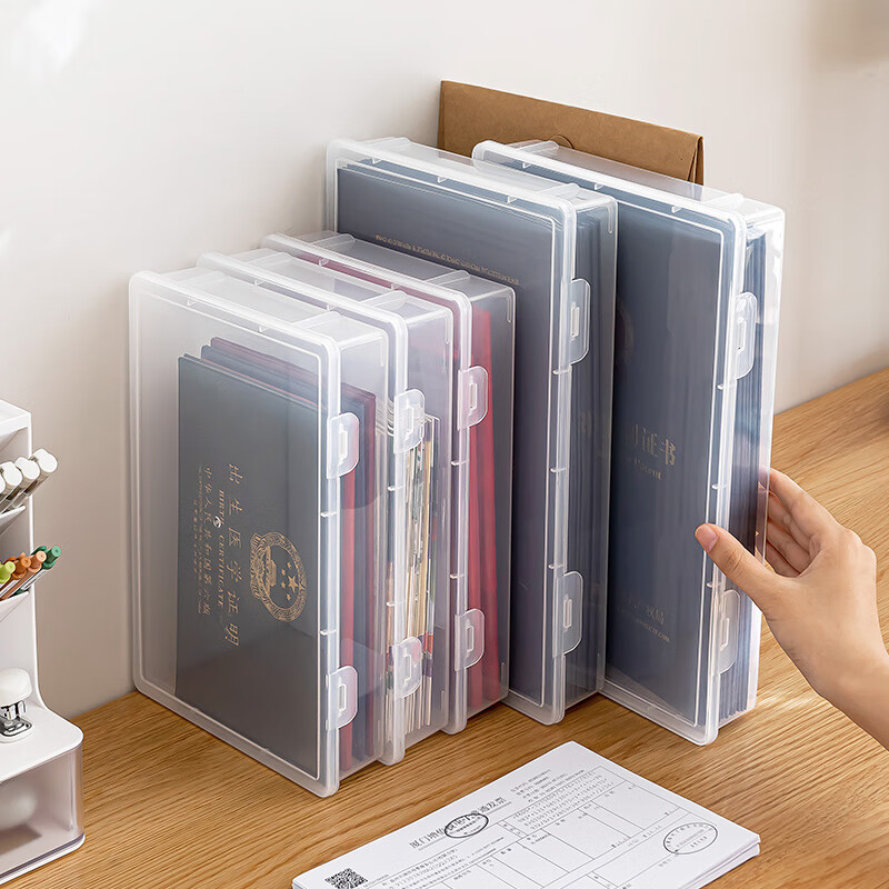 Desktop Dust-Proof Document Storage Box A4 Document Organizer Box The Key Certificate Moisture-Proof File Bag details Picture