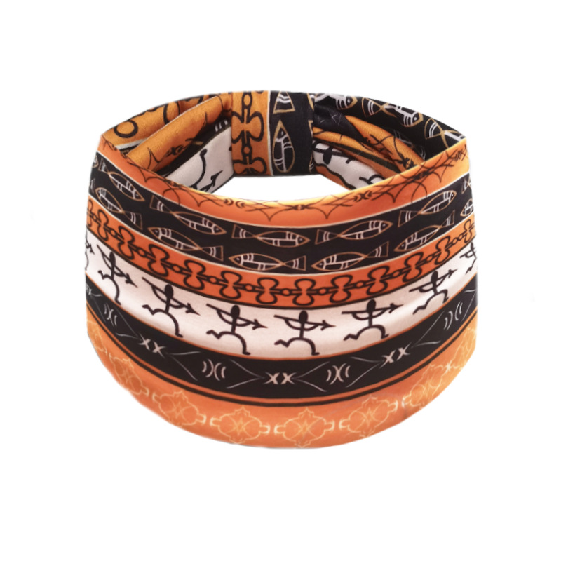 欧美爆款波西米亚女士弹力发带非洲时尚印花宽边头巾运动瑜伽发带详情图5