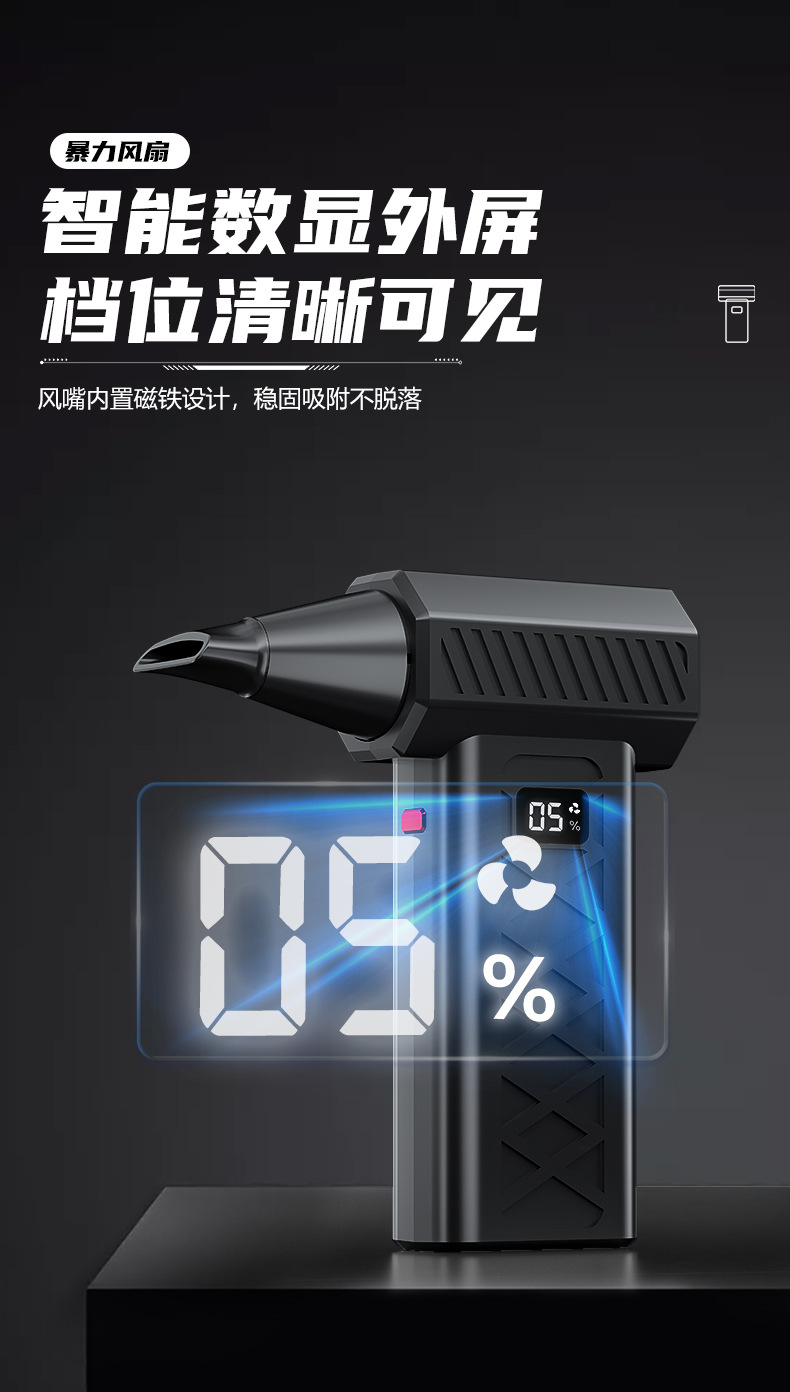 跨境爆款便携式暴力风扇大功率空调吹风机除尘吹雪应急照明救援详情12