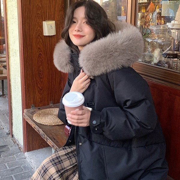 The Same Down Jacket Under The Line Women's Mid-Length 2023 New Explosive Fashion Korean Version Of Winter Thickened Over The Knee Coat Specification drawing