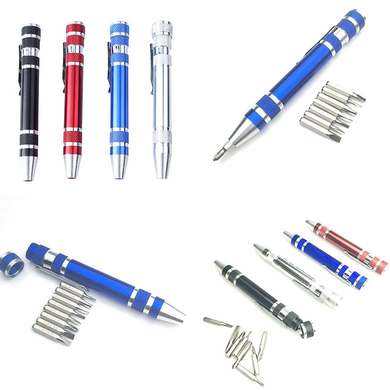 Multi-Purpose Screwdriver 8-In-1 Screwdriver Aluminum Alloy Removing Pen Tool One-Line Cross Changing Head Screwdriver details Picture