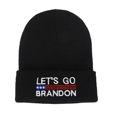 热卖美国大选LET'S GO BRANDON刺绣针织帽毛线帽保暖冷帽秋冬帽子