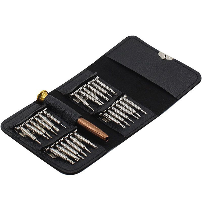25-in-one multi-functional screwdriver set, leather packaging, home repair, computer, laptop and mobile phone disassembly and repair tools Item Picture