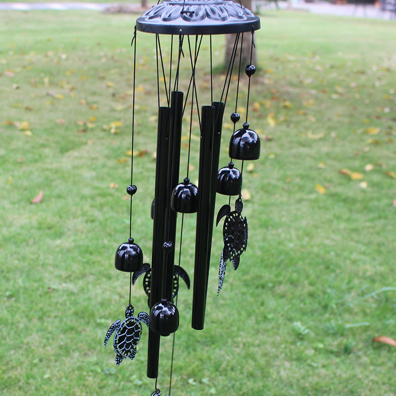 Metal Vintage Turtle Wind Chimes Hanging Ornaments Balcony Garden Decorative Gifts Creative Bells Black And White Spot Patterns Cross Borders details Picture
