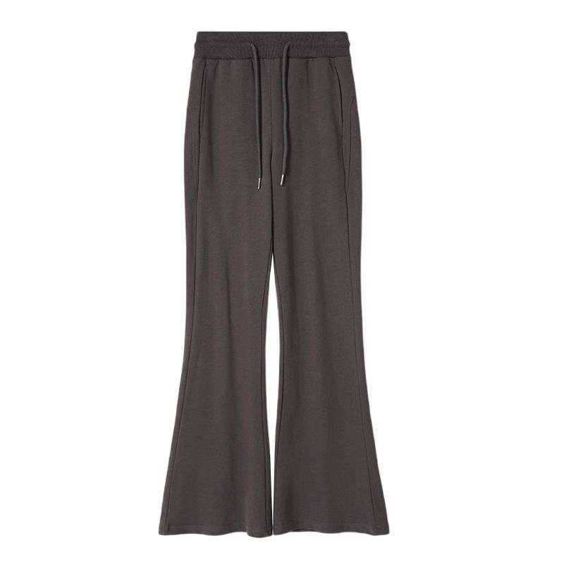 Gray American Slight Bell-Bottom Pants Women's New Spring High-Waist-Thin Casual Sweatpants Vertical Leg Wide Pants Item Picture