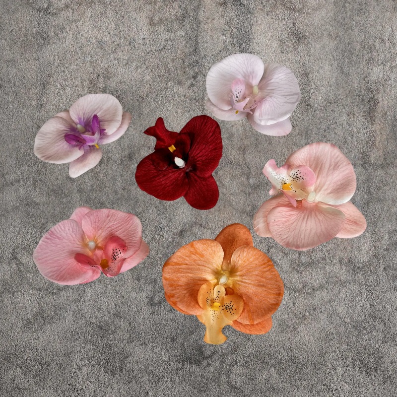 Artificial Phalaenopsis Flower Head 11.5Cm Fake Flower Diy Silk Flower Wedding Decoration Flower Art Hairpin Materials Adornment Wholesale Specification drawing