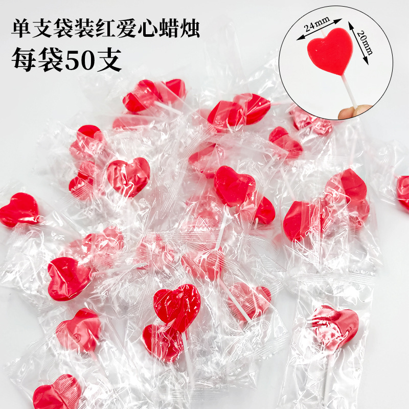 50 small red and pink heart-shaped candles for Valentine's Day, creative birthday candles, party baking and decoration, free shipping