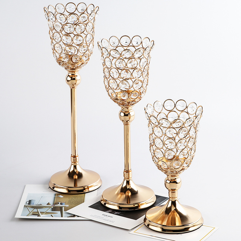 Cross-Border European Crystal Candlestick Romantic Wedding Wedding Metal Decoration Home Hotel Candlelight Dinner Props Decoration Item Picture