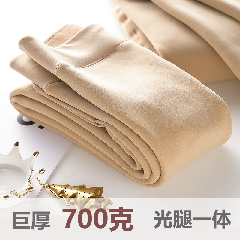 Bare Legs Goddess Autumn Winter Lean Color 700G Plus Fleece Thickened Skin Leggings Large Size Warm Pantyhose details Picture