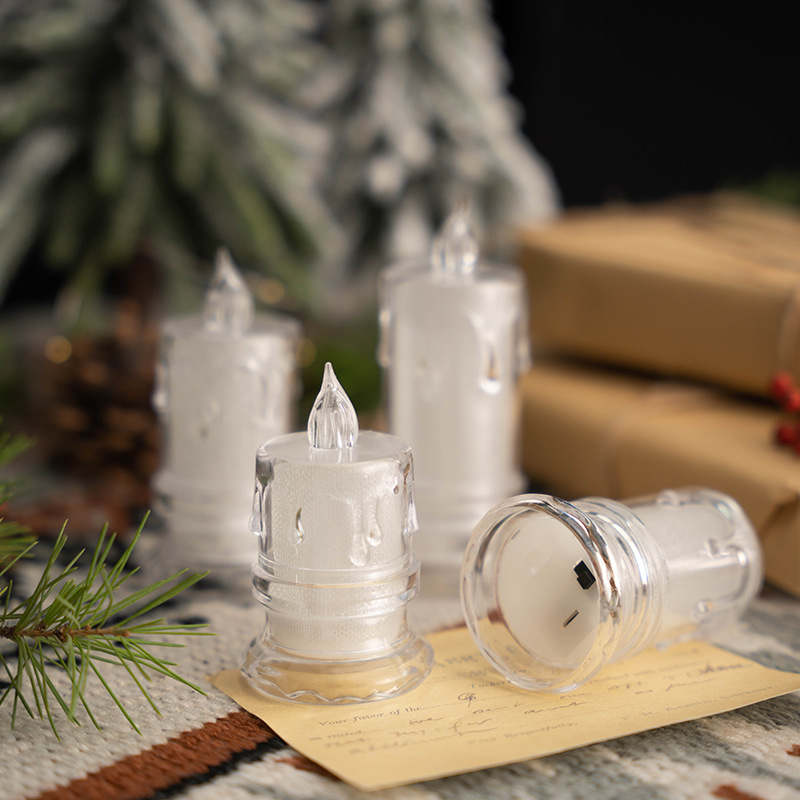New transparent teardrop-shaped base simulation LED electronic candle, InS-style luminous creative birthday decoration night light Specification image