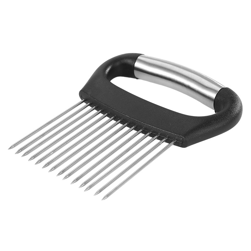 Acero inoxidable cebolla slicer guardamanos rebanadas ternera fruta verduras cebolla agujas herramientas de cocina Item Picture