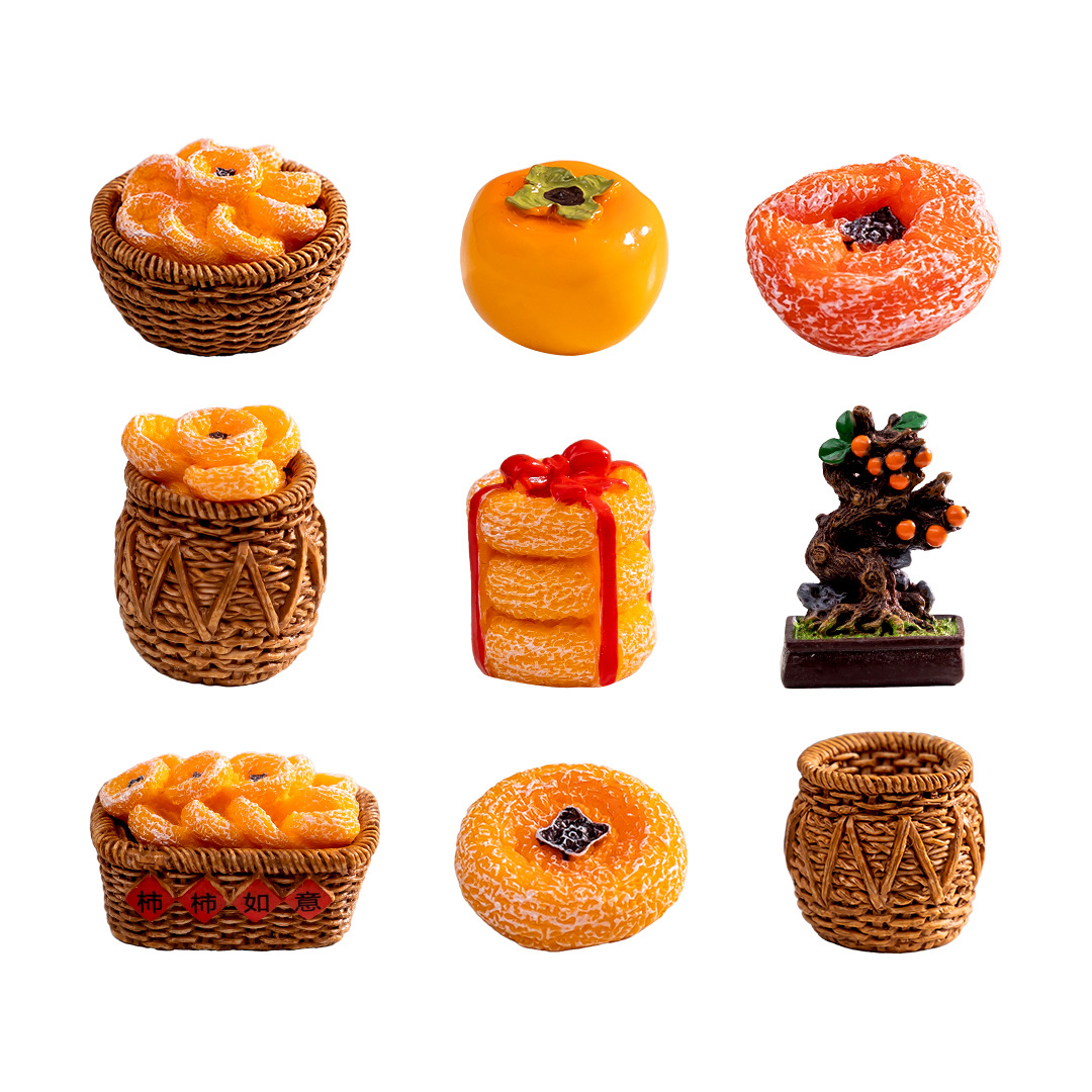 Micro-landscape creative simulation persimmon food play, persimmon as you wish, diy decorative blind bag accessories, mini miniature small ornaments Item Picture