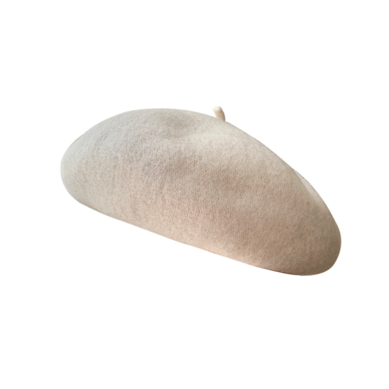 贝雷帽女秋冬白底实物图