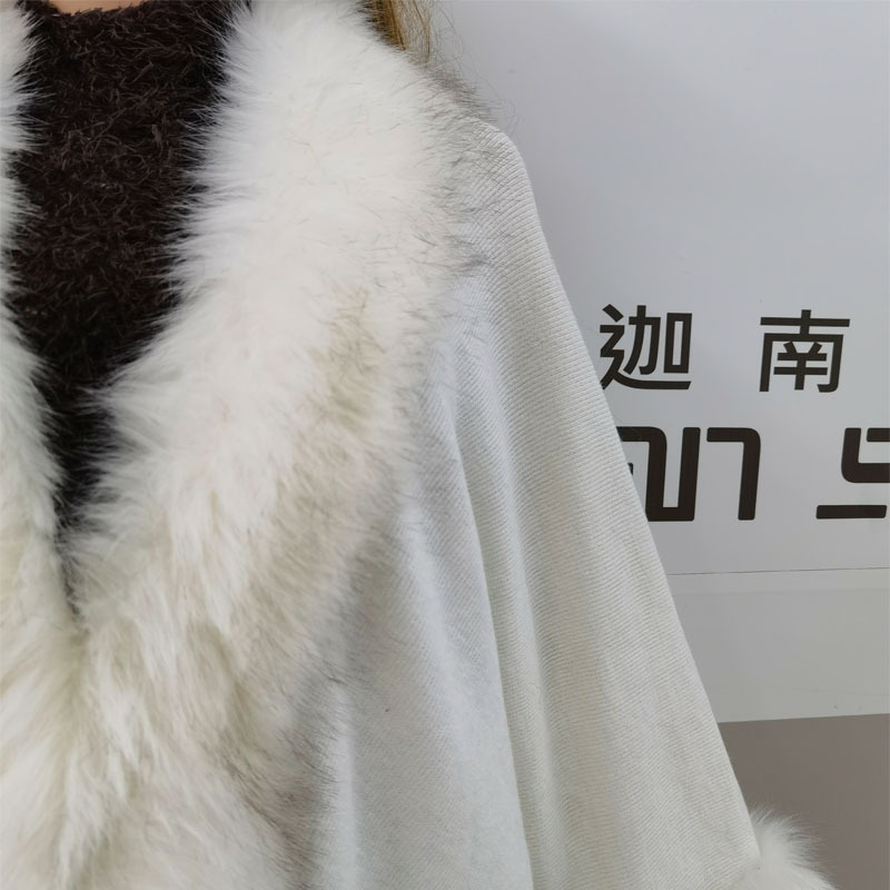 Autumn And Winter Europe And The United States Fashion Foreign Trade Exports Solid Color Temperament Artificial Hair Fox Fur Collar Cape Cape Cape Specification drawing