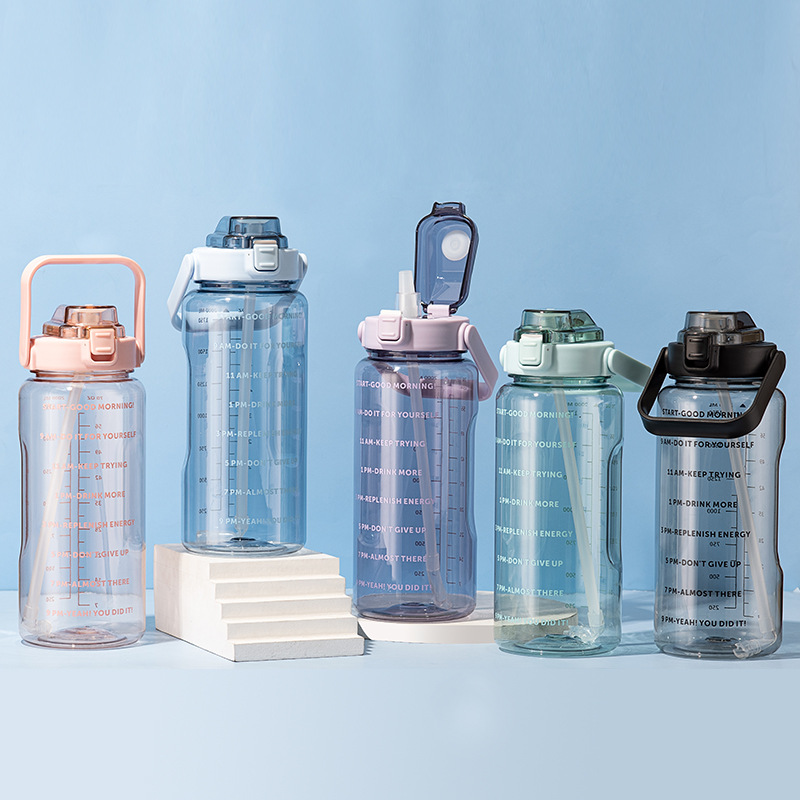 Ebenspace Cup High Capacity 2000Ml Male Outdoor Portable Sports Kettle With Graduated Straw Plastic Cup details Picture