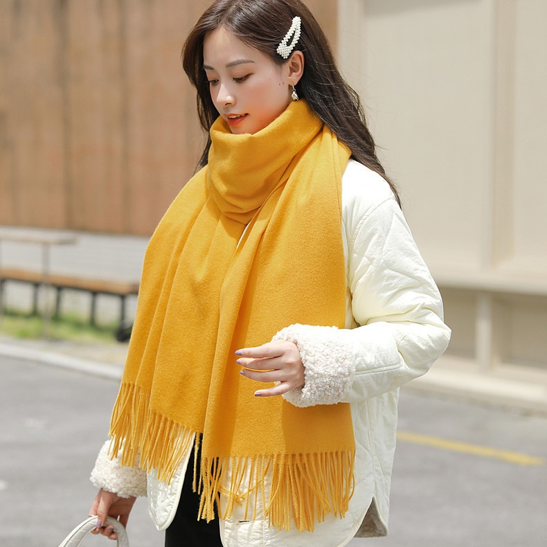 Imitation Cashmere Scarf Women's Autumn And Winter Solid Color Scarf All Korean Women's Shawl Senior Sense White Scarf Wholesale Application Scenario