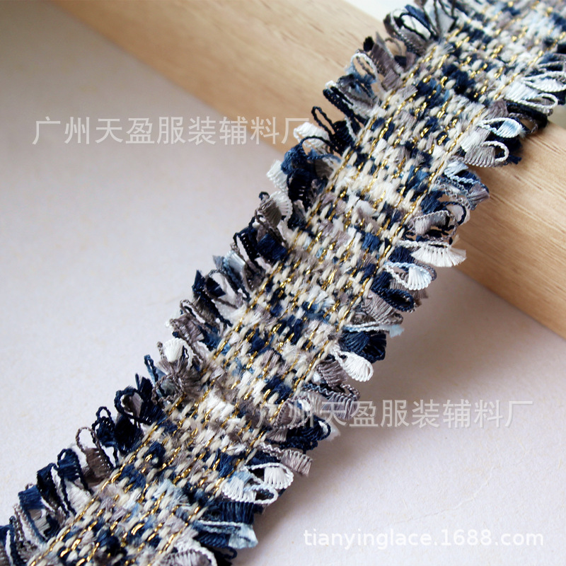 Tianying's new Korean version 2cm gold thread chanel-style woven ribbon lace trim clothing DIY decorative accessories are directly approved by the manufacturer