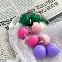 Macaron pearls! New Dopamine Girl acrylic earrings sweet little fresh round ball cute earrings tide