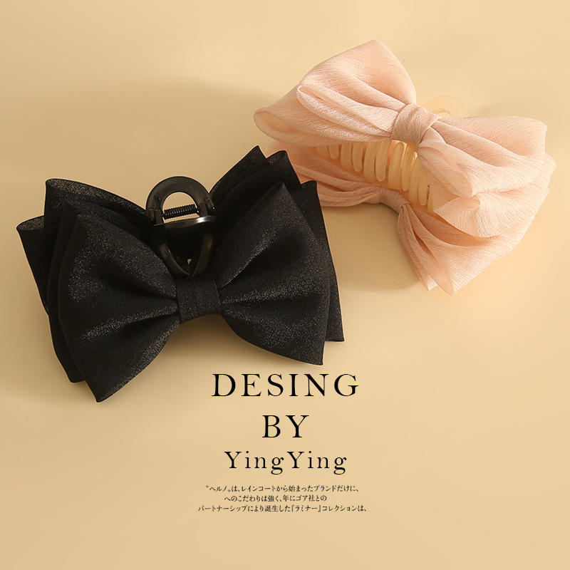Yiwu Factory Hair Accessories Headwear On The Run Princess Hair Grab Clip Bow Hair Clip Shark Clip High-Grade Spot Wholesale Specification drawing