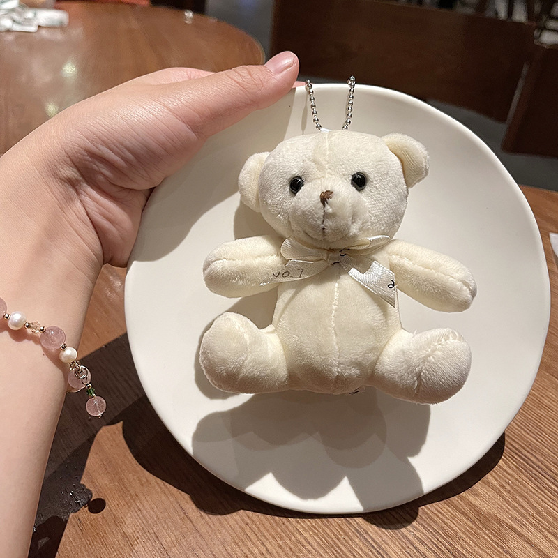 Cute cartoon plush bear pendant, student backpack doll pendant, keychain pendant details Picture