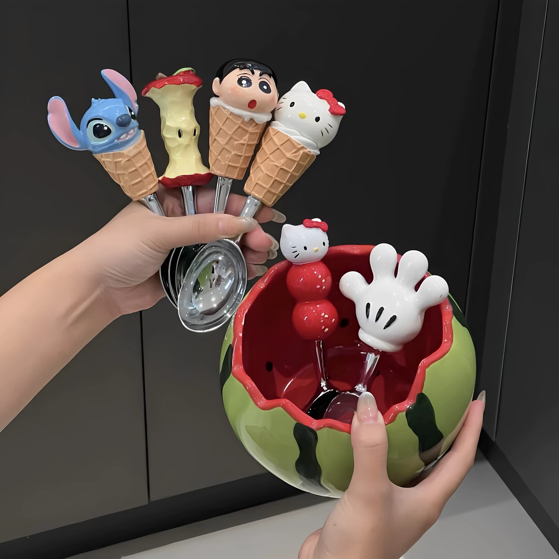 蟹钳勺子苹果核勺子冰淇淋勺家用创意卡通可爱甜品勺高颜值饭勺汤