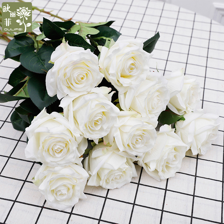 Rose Simulation Flower Wedding Bouquet Decoration Fake Flower Photography Props Plastic Flower Wholesale Simulation Rose details Picture