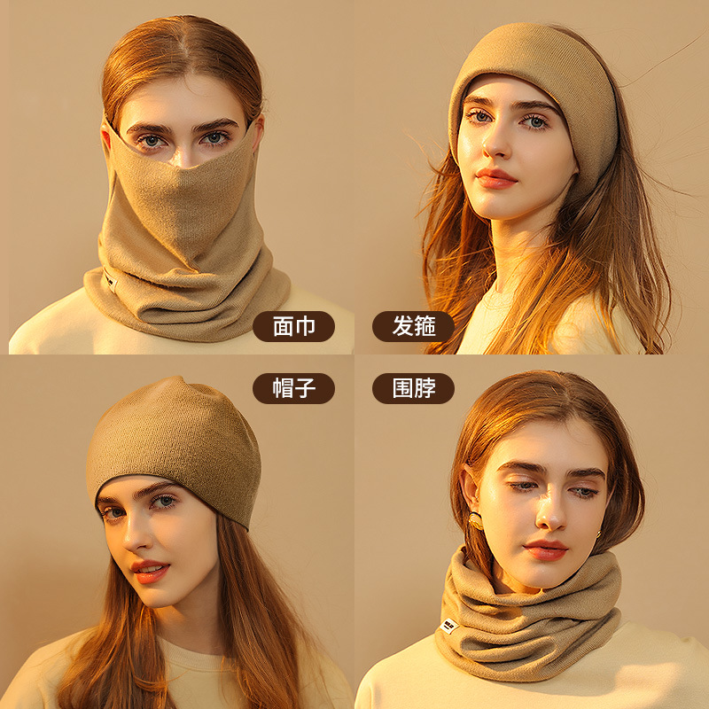 Autumn and winter knitted scarf, outdoor sports, dust-proof fiber velvet fabric warm face towel, anti-pilling ear-hanging style DWJ51 details Picture