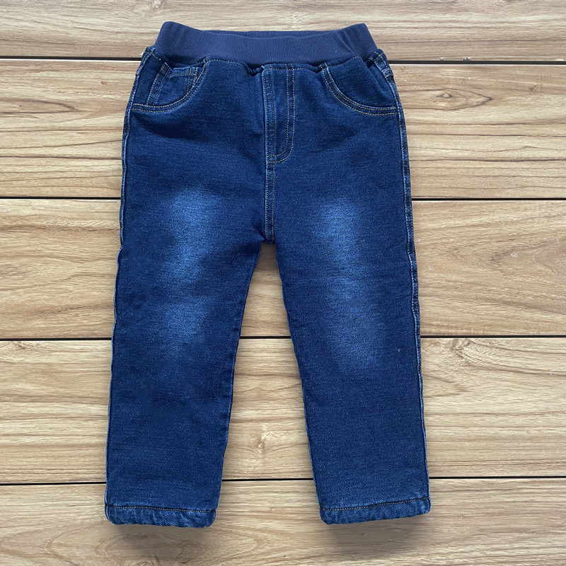 2022 Children's autumn and winter men's and women's long knitted denim washed fleece thickened comfortable, slightly elastic and soft pants Specification image