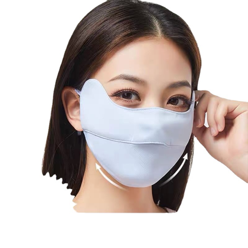 Ice Silk Sun Mask Summer Full Face Shade Protection Eye Uv Mask Breathable Cool Couple Mask Item Picture