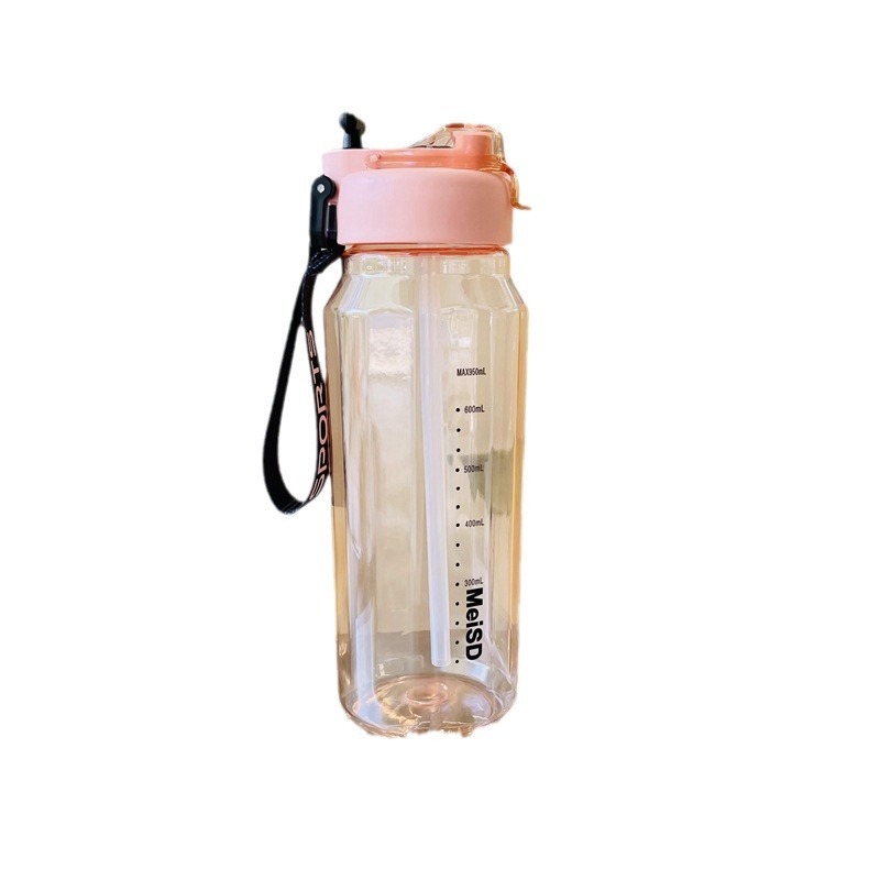 Double-drinking high-quality appearance ins plastic cups, hand-held and portable cups for male and female students, high-temperature resistant, portable and anti-drop straw cups Item Picture