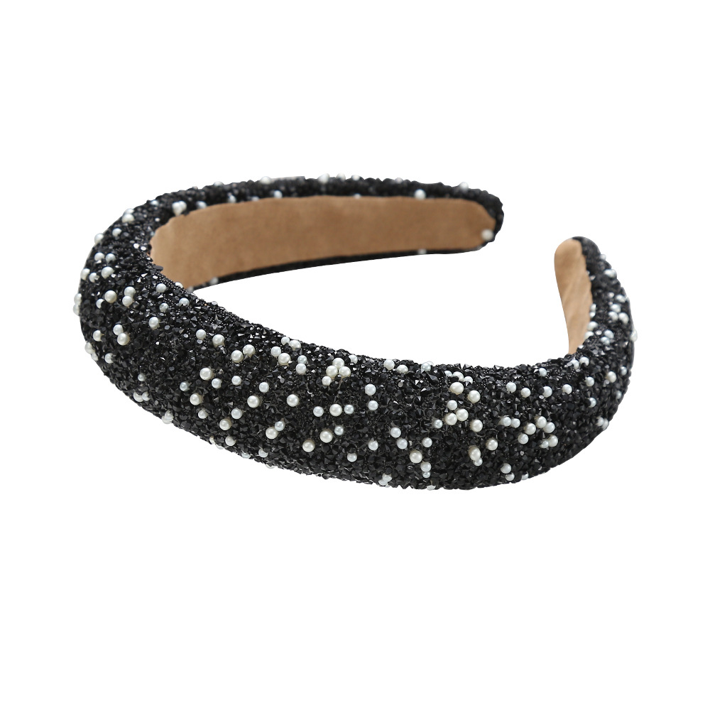 Pearl Set Headband Retro Pressure Hair Wide Edge Haircard Batch Stalls Selling Women's Super Flash Hair Accessories Headband Supply Item Picture