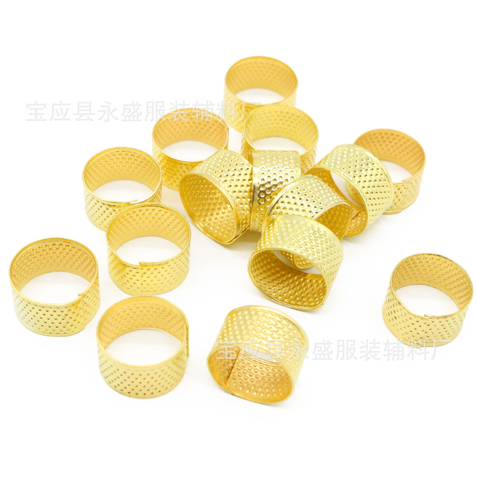 Wholesale of ordinary household gold rings, thimbles, DIY thimble rings, sewing finger guards, and mending accessories from the manufacturer details Picture