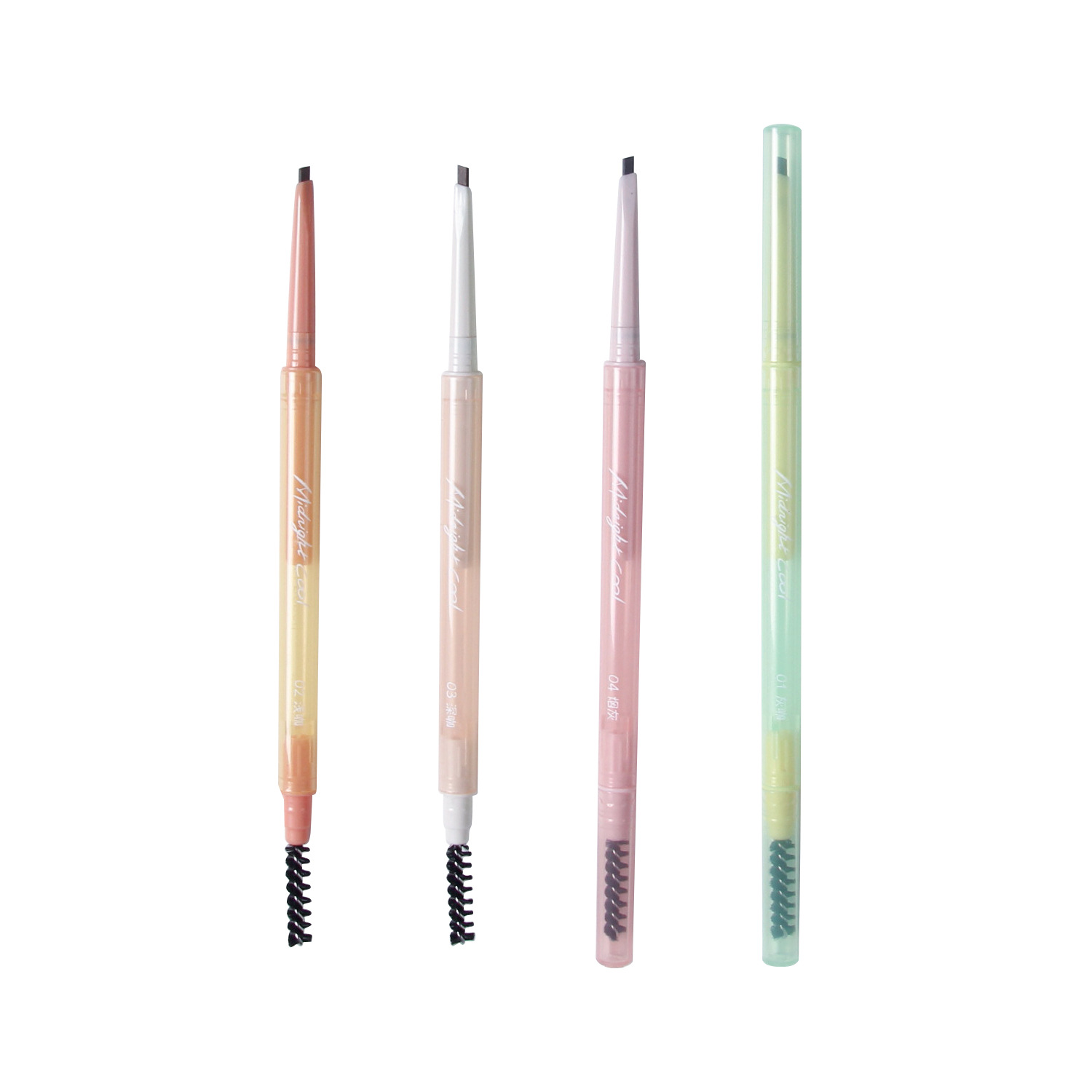 Midnight Cool Black's new fine automatic double-head eyebrow pencil, waterproof, sweat-proof and non-smudging rainbow semi-transparent eyebrow pencil wholesale Item Picture